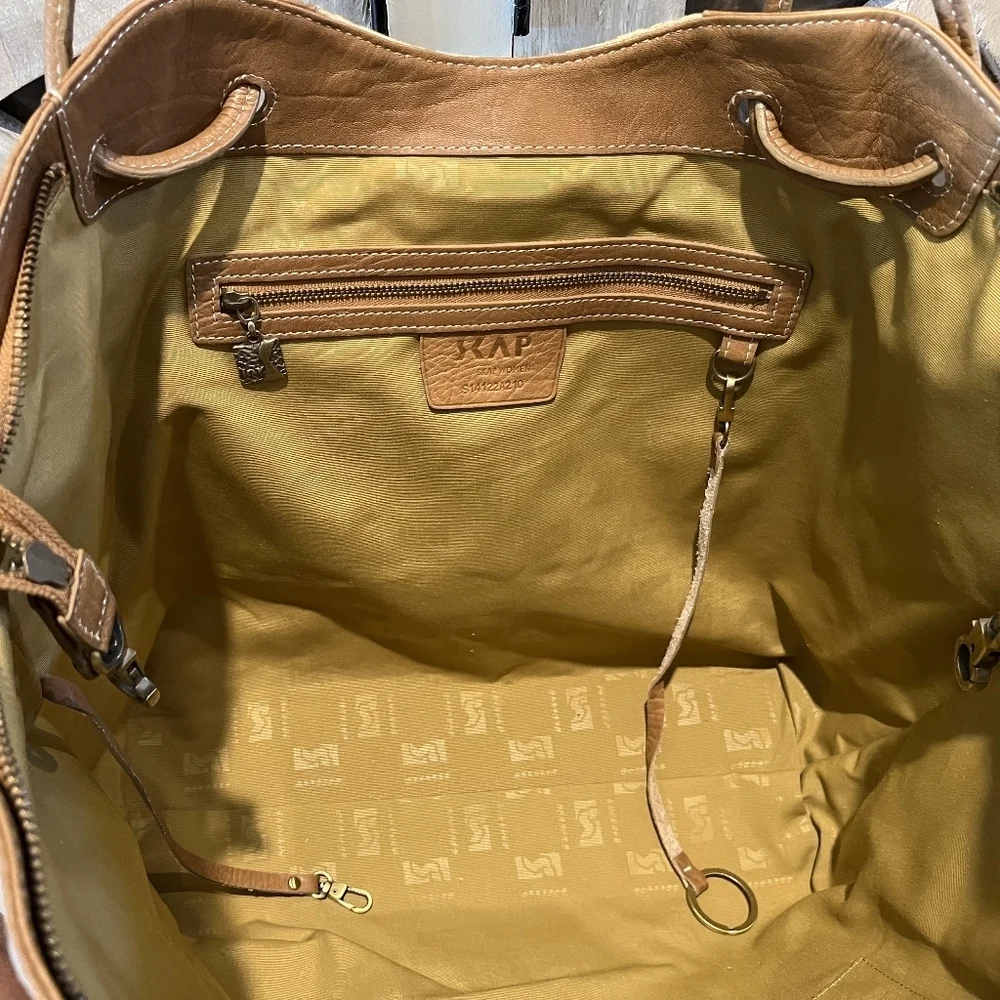Rare SKAP Handbag with Camel Brown Leather & Tan Animal Print Fabric NWOT